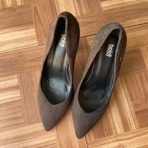 Black Faux Suede Pointed Toe Pumps